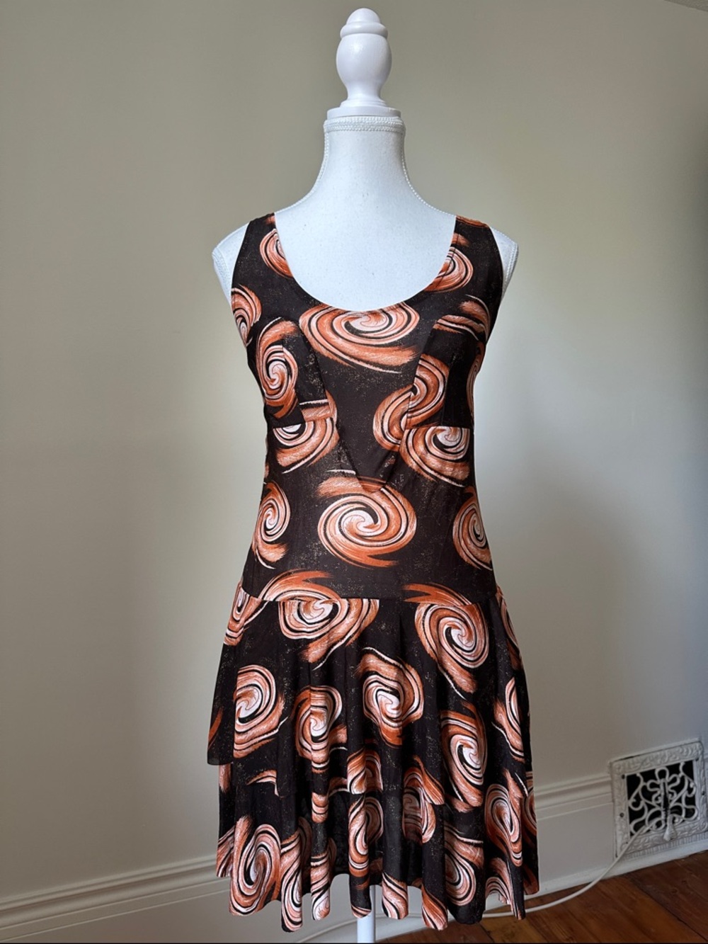 HAWRA ALZIGAL Vintage Retro Sparkly Sheer Skater‎ Mini Dress Size Medium